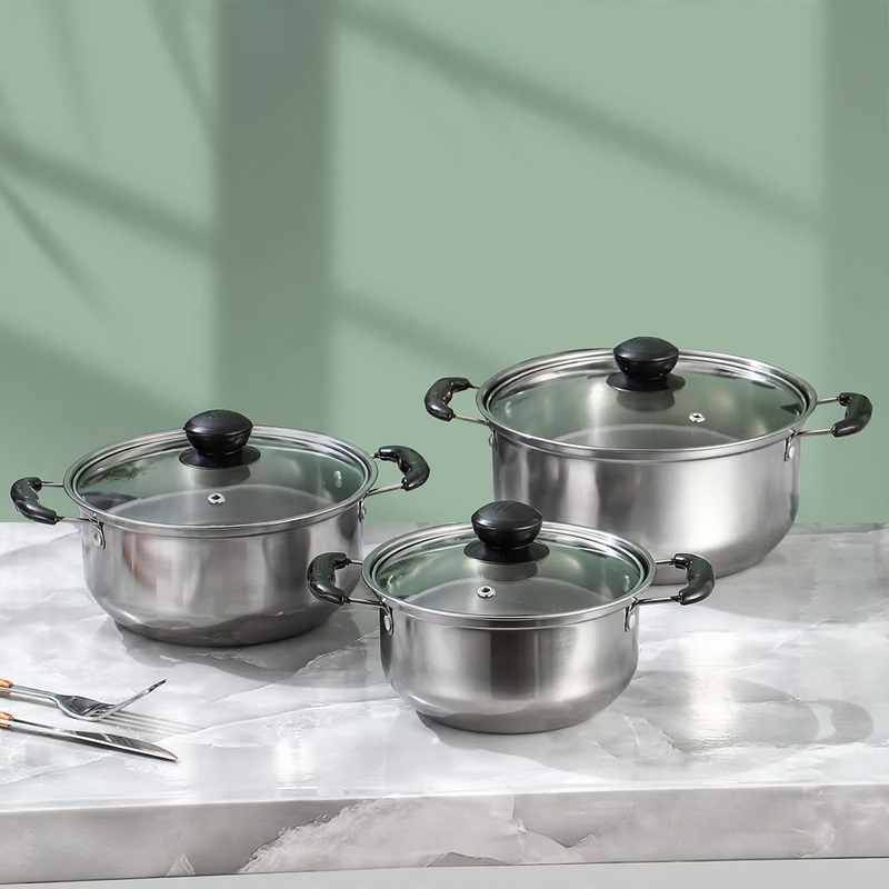 10-Piece Stainless Steel Cookware Set with Glass Lids