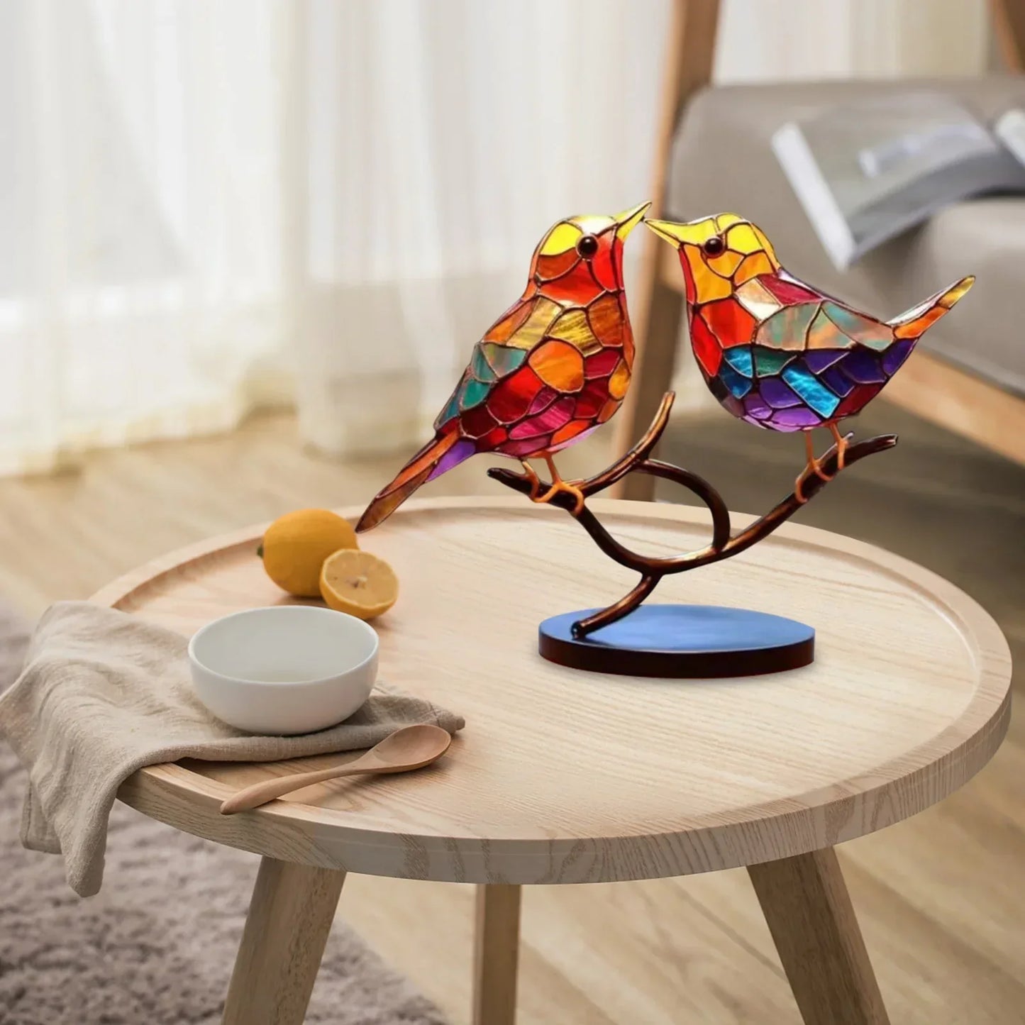 Acrylic Birds on Branch Sculpture – Elegant Artistic Home Decoration