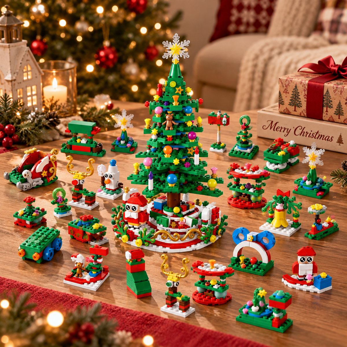 Advent Calendar | 24 Building Block Surprises | LED Christmas Tree Set Christmas Activity