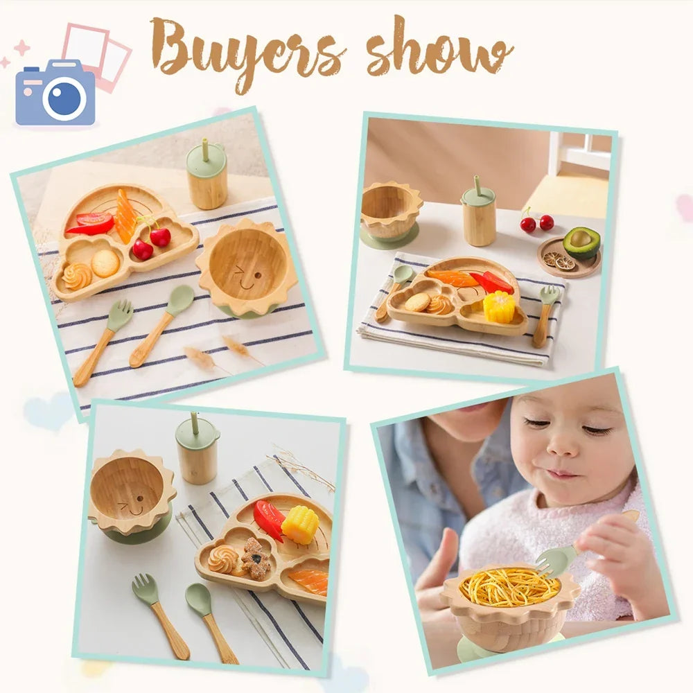 Baby Bamboo Suction Dinnerware Set – Safe & Stylish Toddler Bowls & Plates