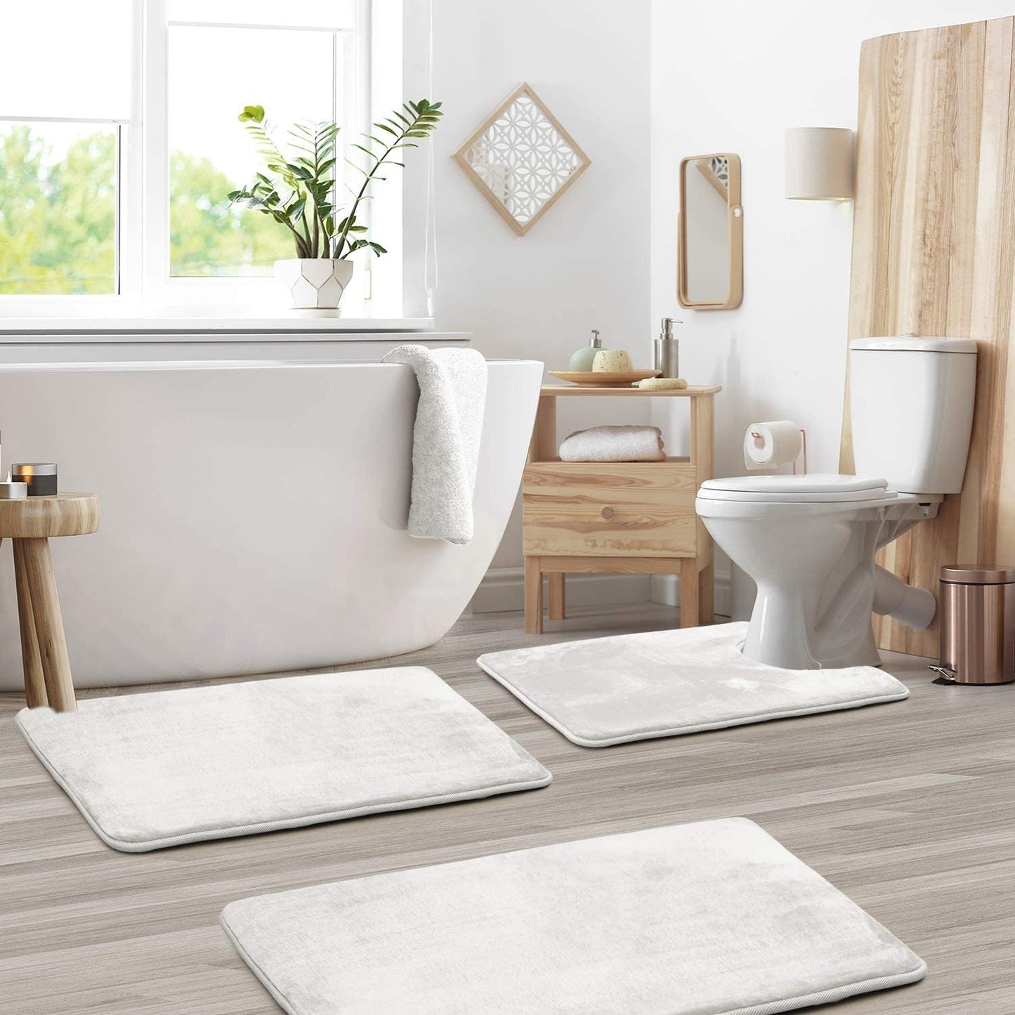 Bathroom Mat Memory Foam Set Anti-Slip Washable