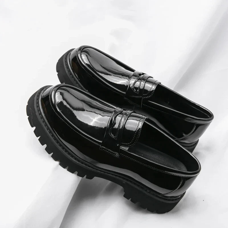 Black Chunky Sole Loafers – Modern Slip-On Dress Shoes