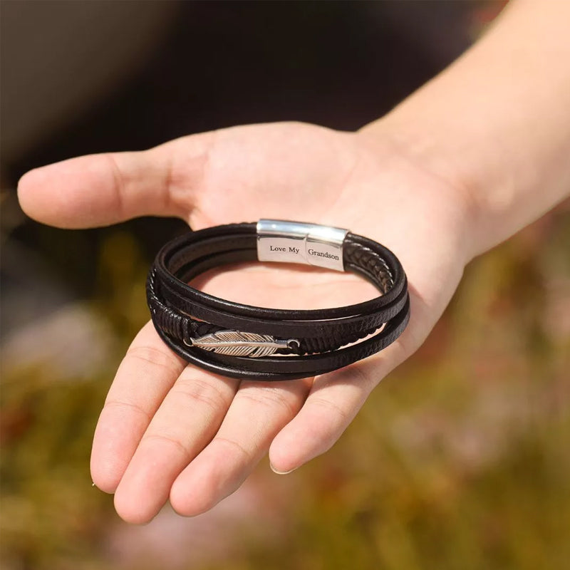 Bracelet with Feather Design and Steel