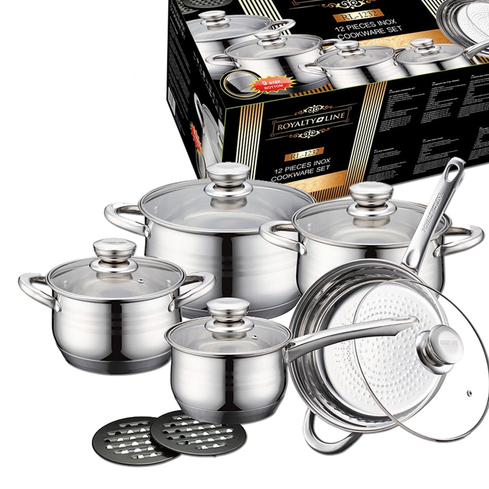 Cookware Set in Stainless Steel (12 Pieces)