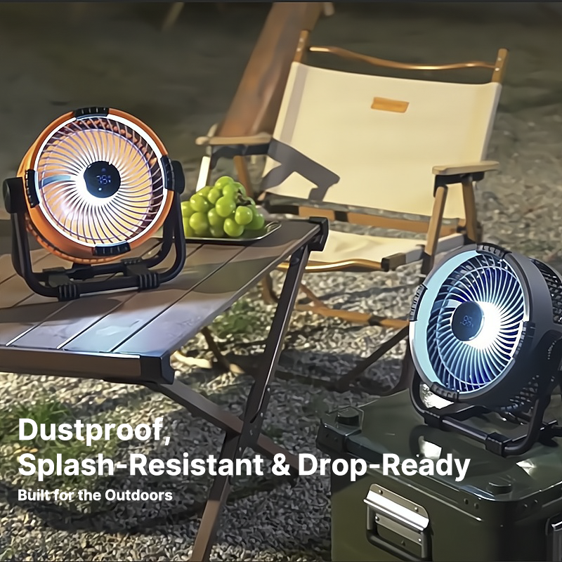 Cordless Outdoor Fan with LED Light - 20000mAh