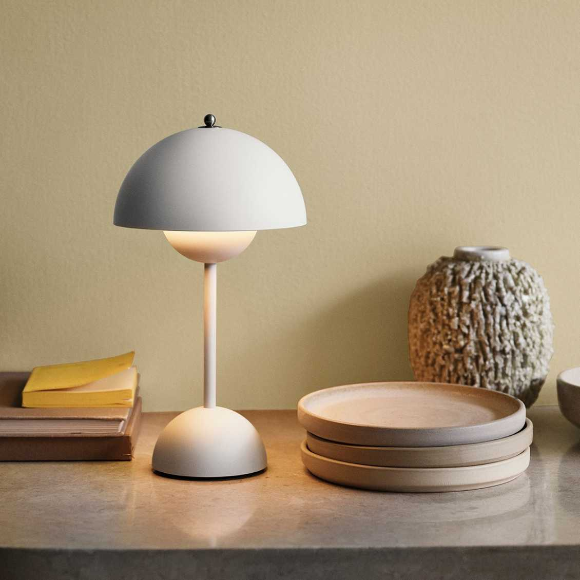Cordless Retro LED Table Lamp with Umbrella Design