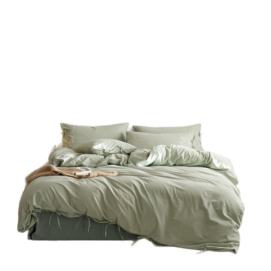 Cotton Muslin Bedding Set with Ties, Soft Muslin Texture and Breathable Linen Look