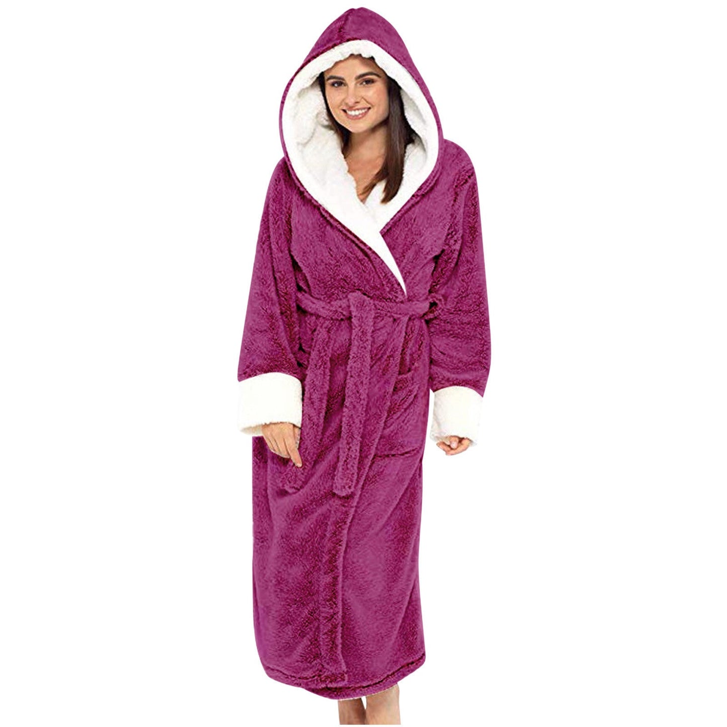Cozy Fleece Robe with Hood and Belt
