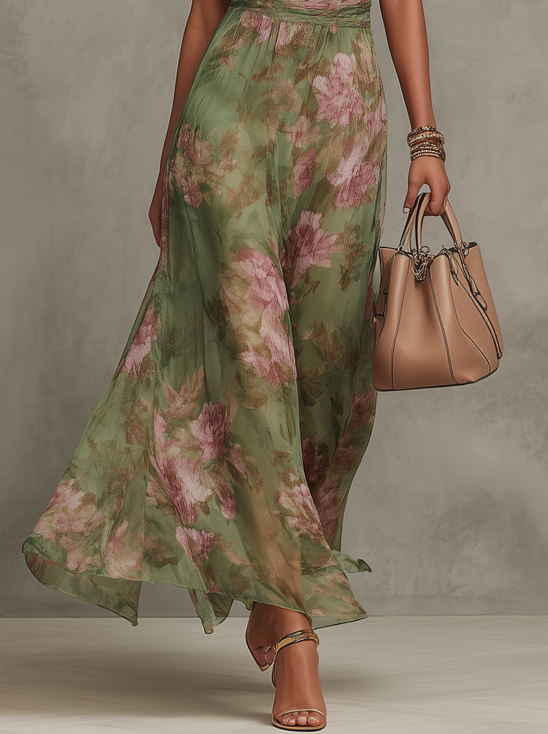 Elegant Boho Green Maxi Dress for Formal Wedding Guest Style