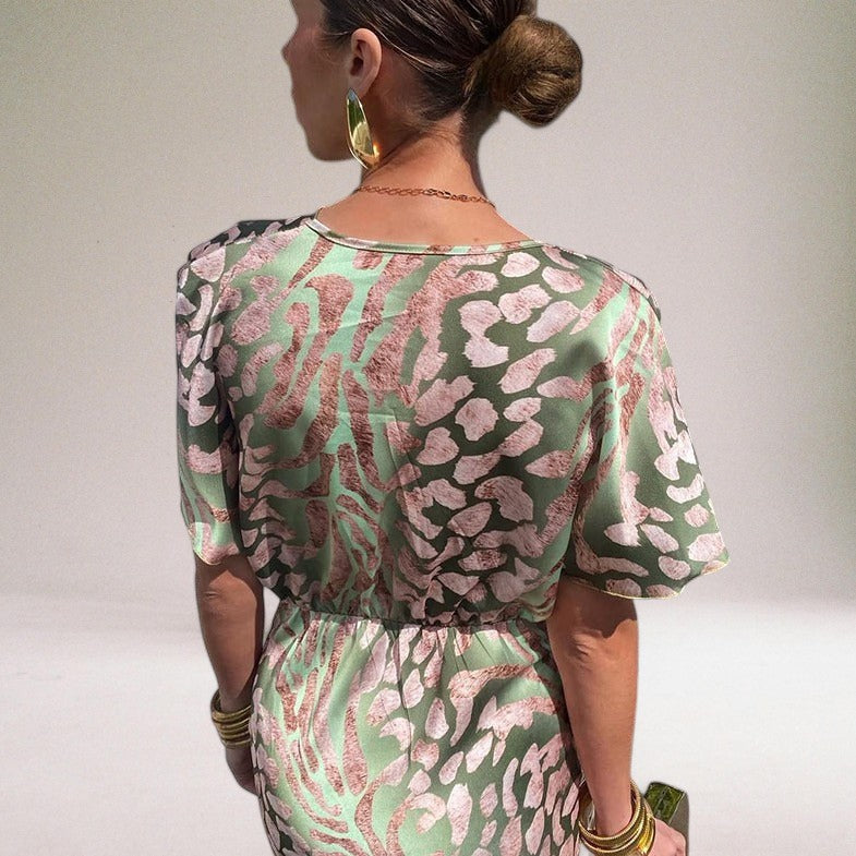 Elegant Maxi Dress with Unique V-neck