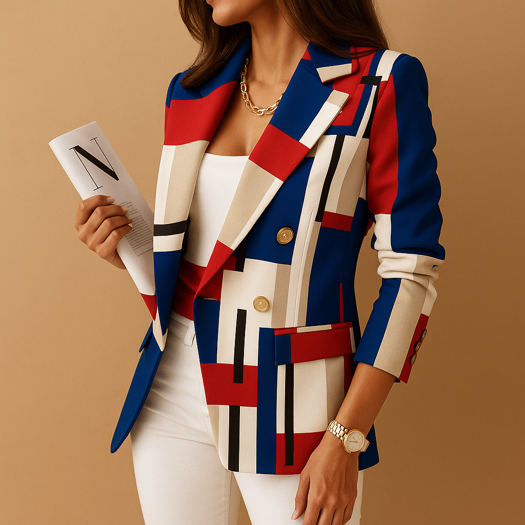 Fitted women's blazer with functional pockets – elegant black blazer for women in classic shades