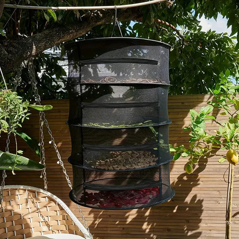 Foldable Drying Rack in Mesh – Multi-layer Hanging Tray for Fruits, Vegetables and Herbs