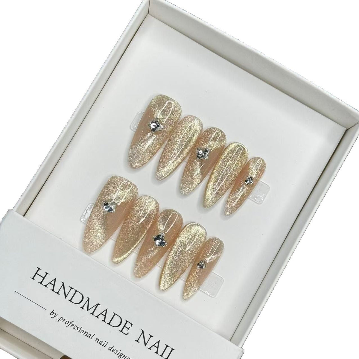 Handmade Rhinestone-Accented Press-On Nails