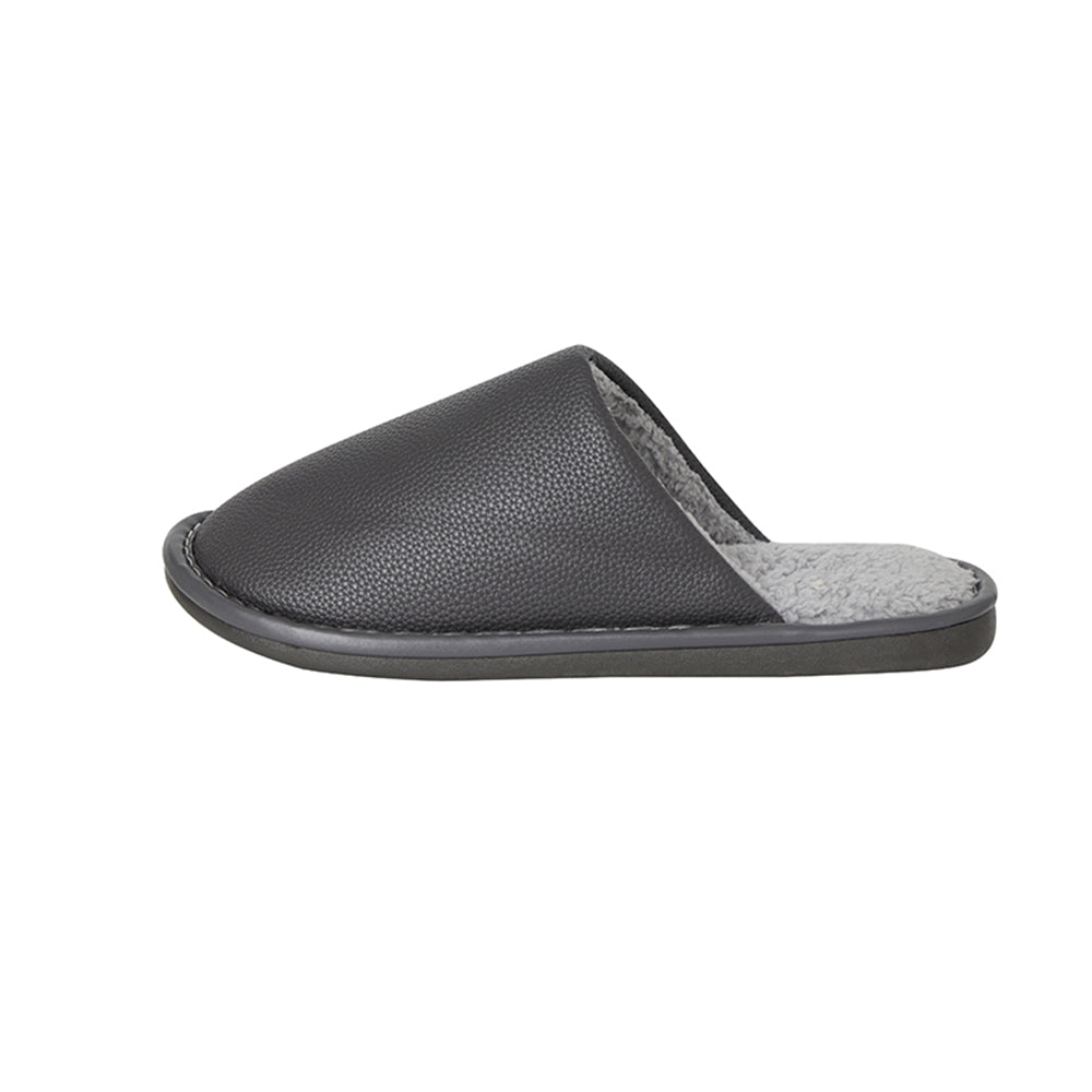 Home Slippers in PU Leather – Stylish, Durable & Comfortable (Brown & Gray)