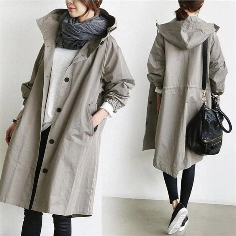 Hooded Waterproof Rain Trench Coat - Lightweight, Stylish
