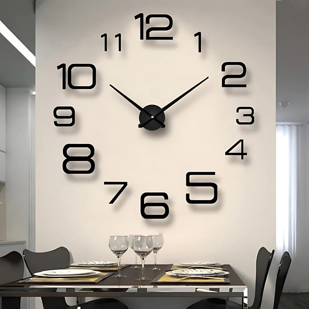 Large Modern Wall Clock Black