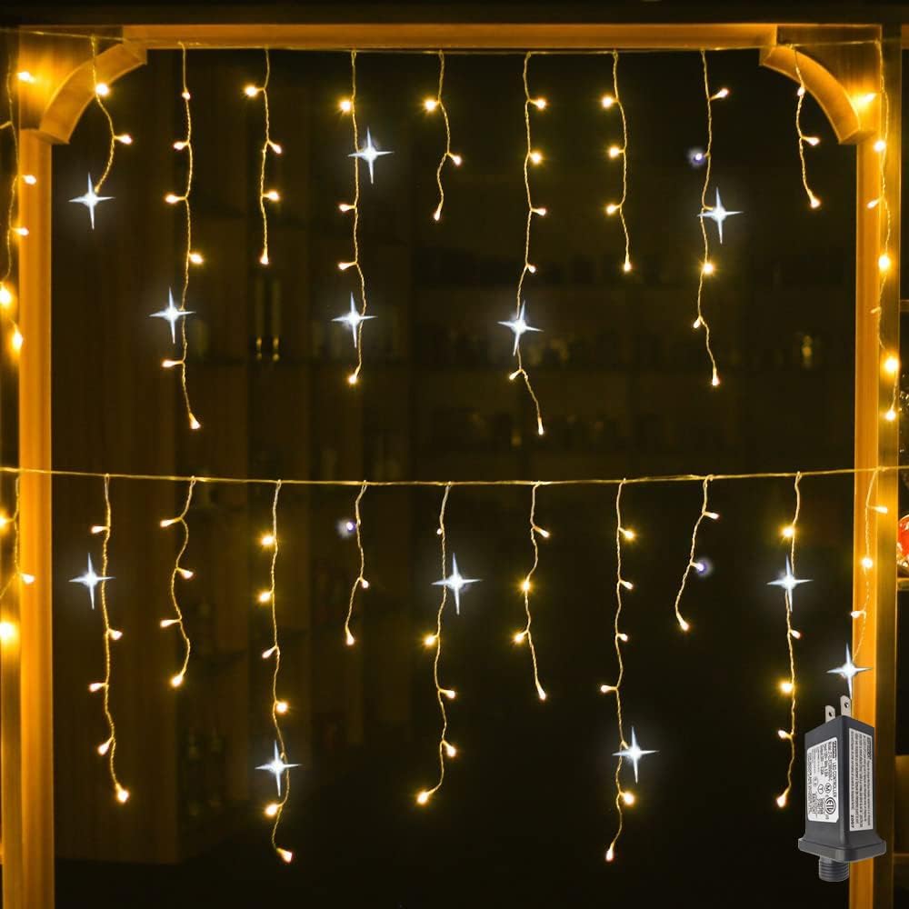 LED Light Curtain 4m with Warm Light, Waterproof IP44 - Ideal for Weddings and Celebrations