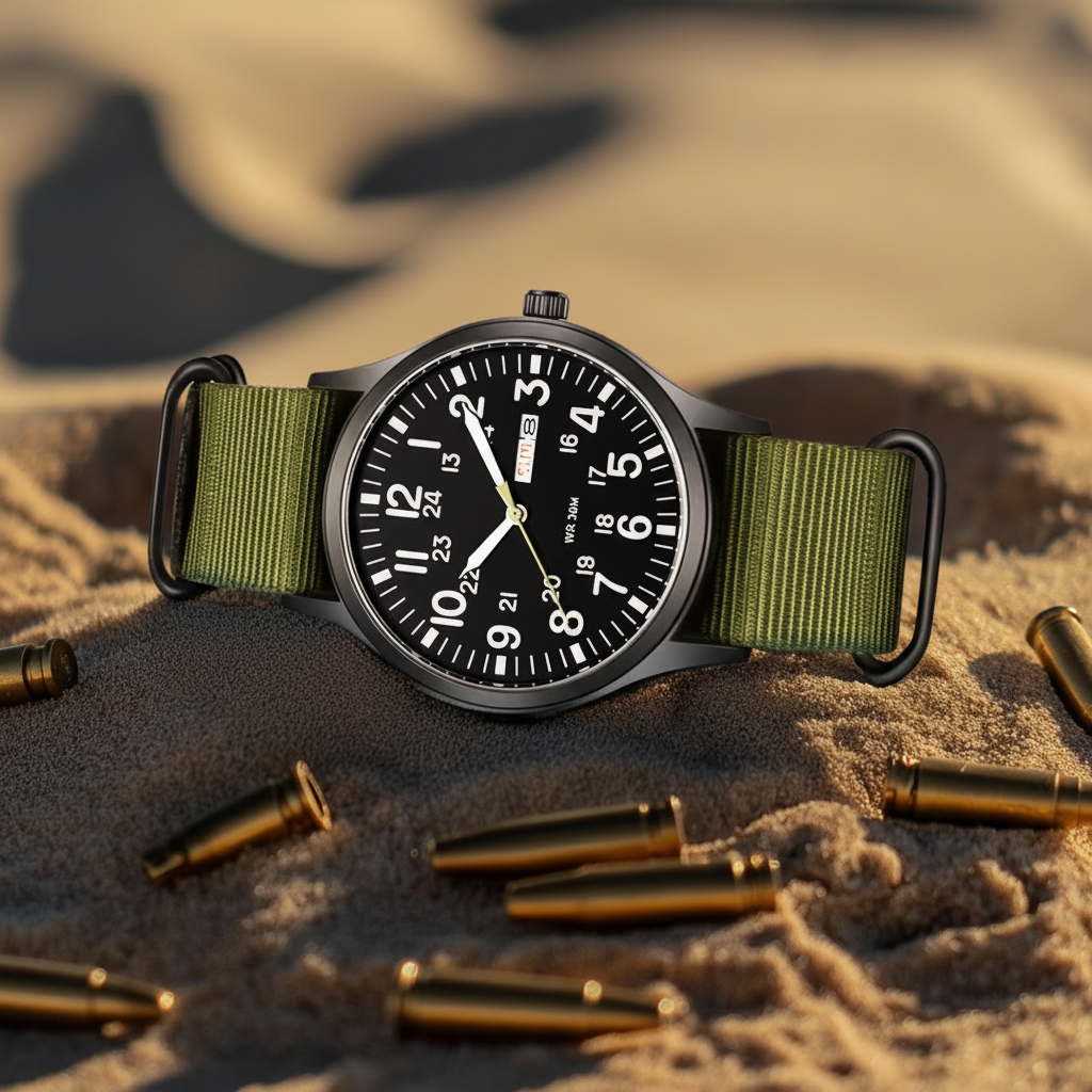 Men's outdoor watch with waterproof and scratch-resistant features – durable stainless steel case and nylon strap