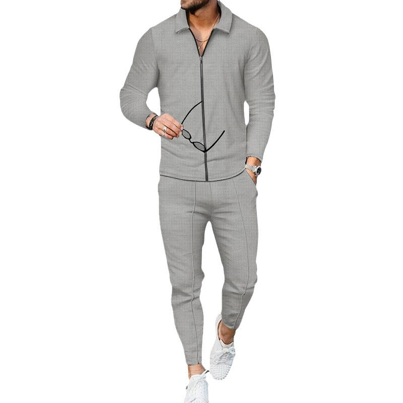 Men's tracksuit with modern zipper and elastic waistband