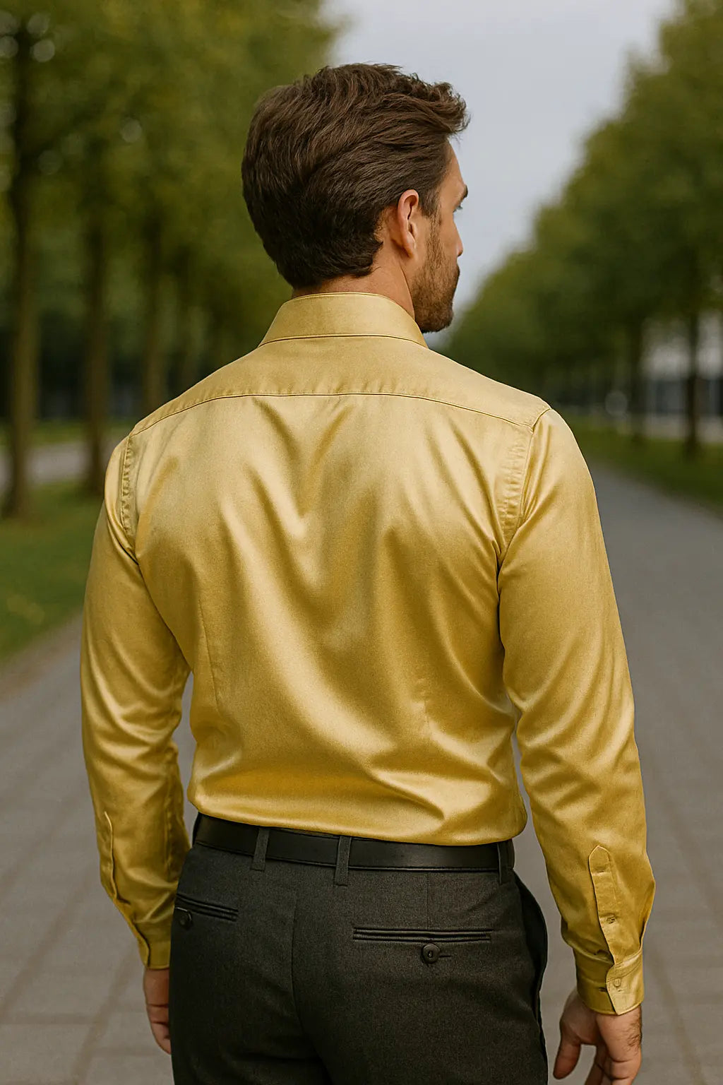 Men Slim Fit Shirt with Long Sleeves for Parties