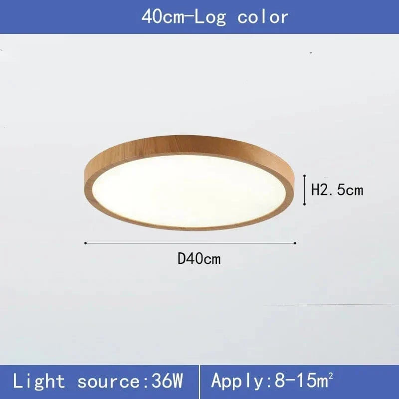 Modern Circular Ultrathin Wooden LED Ceiling Light Fixture