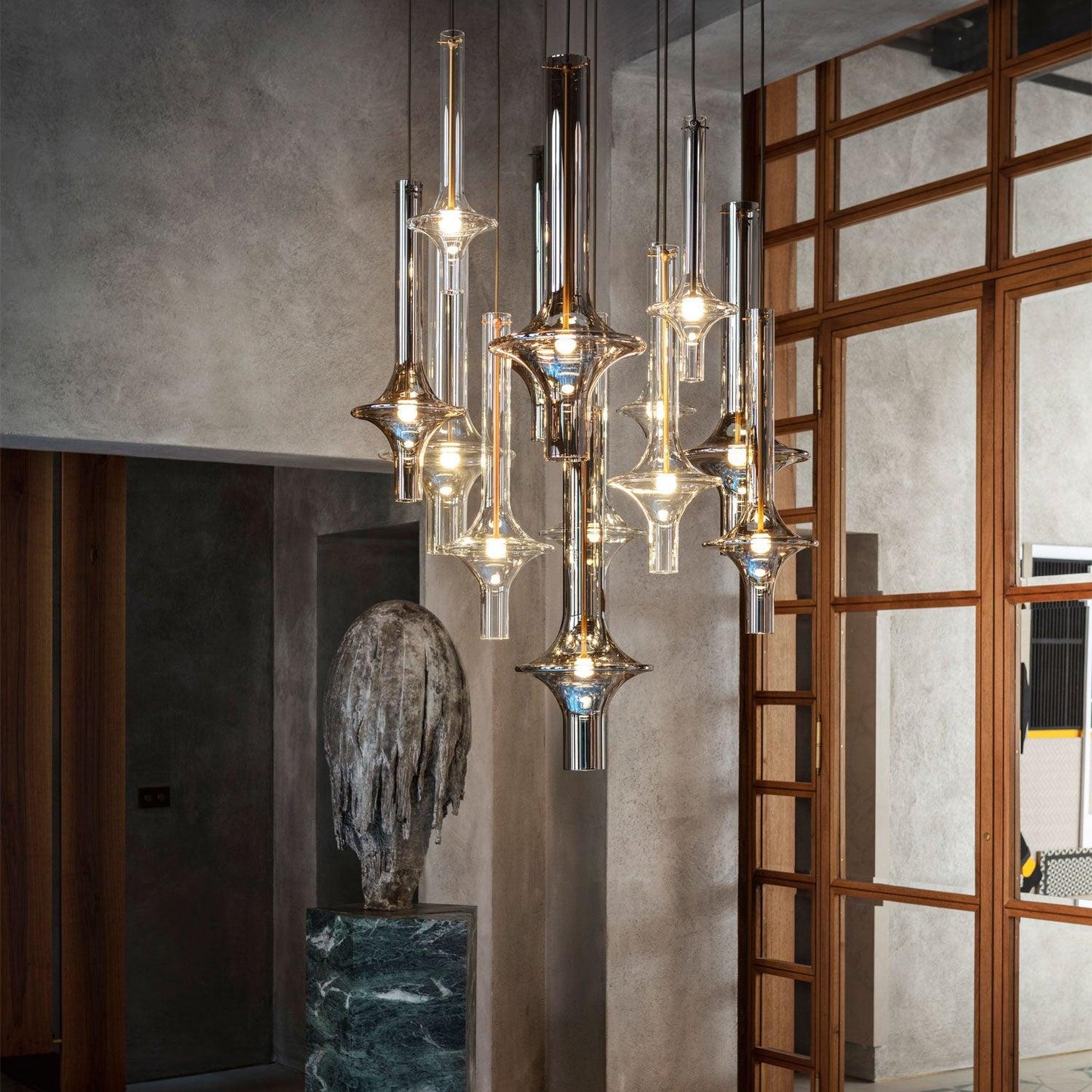 Modern LED Pendant Lamp with Glass and Iron – Adjustable Color Temperature, Ideal for Kitchen and Dining Room