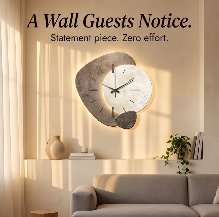 Moon-Lit Wall Clock with Warm Backlight
