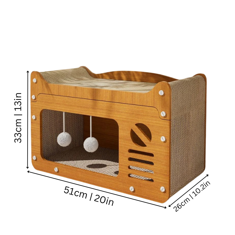 Multi-Level Luxury Cat Scratcher House with Plush Toys