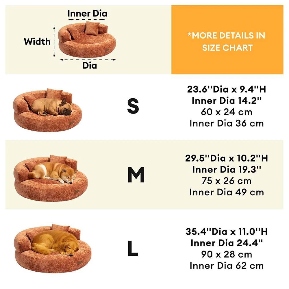 Orthopedic Dog Bed in Donut Shape Made of Diamond Velvet for Maximum Comfort