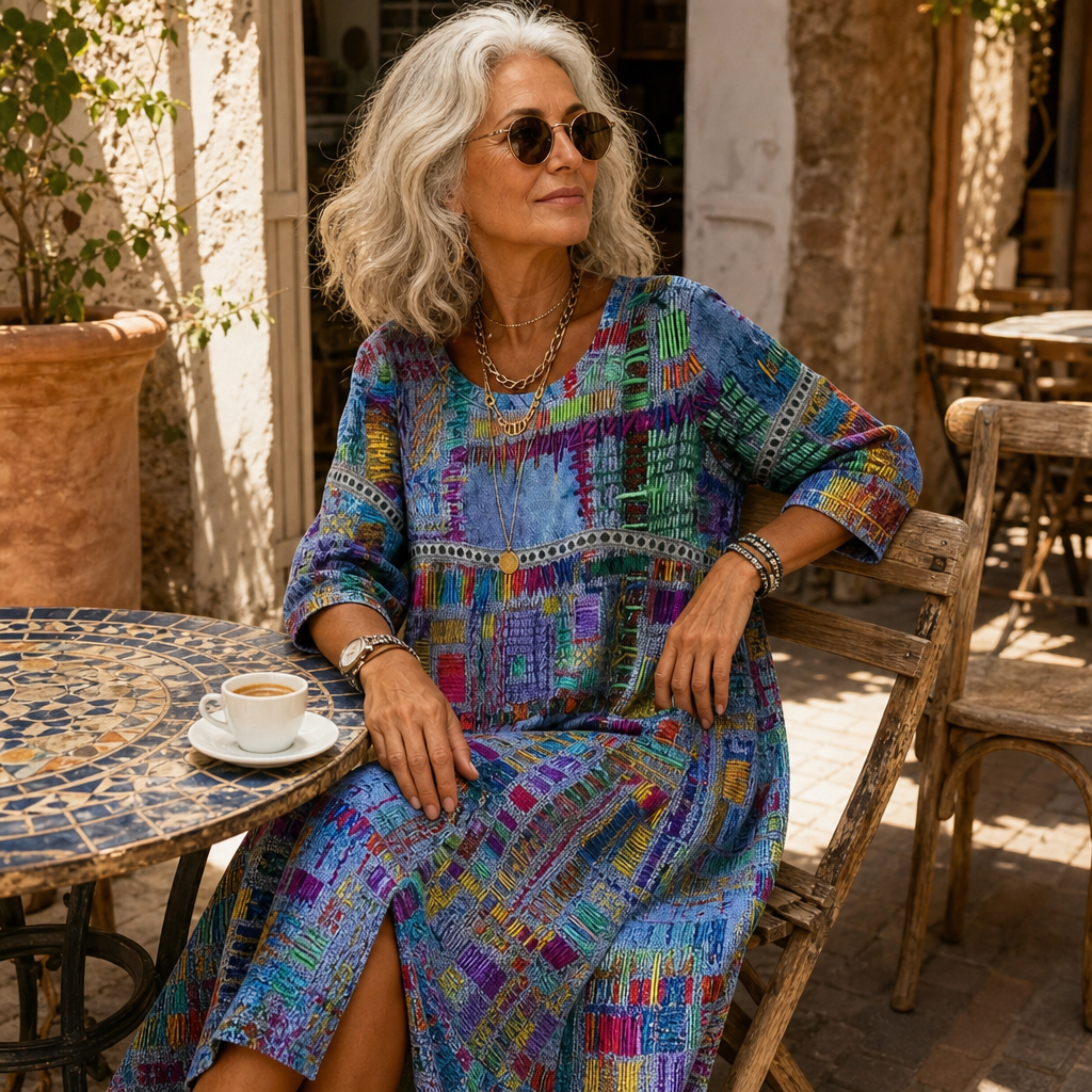 Painterly Patchwork Midi Dress
