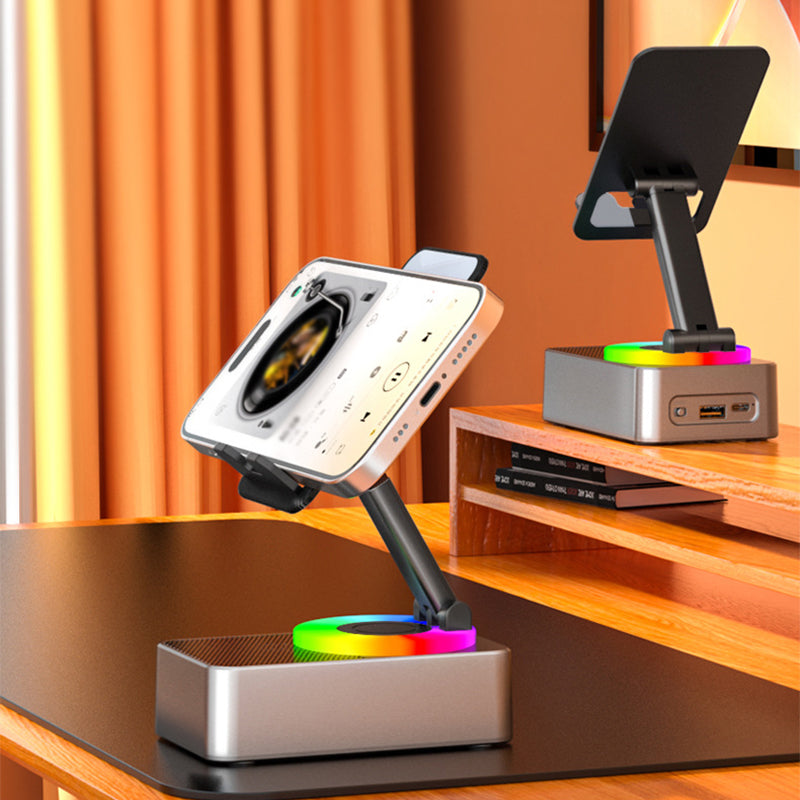 Phone stand with Bluetooth audio speaker