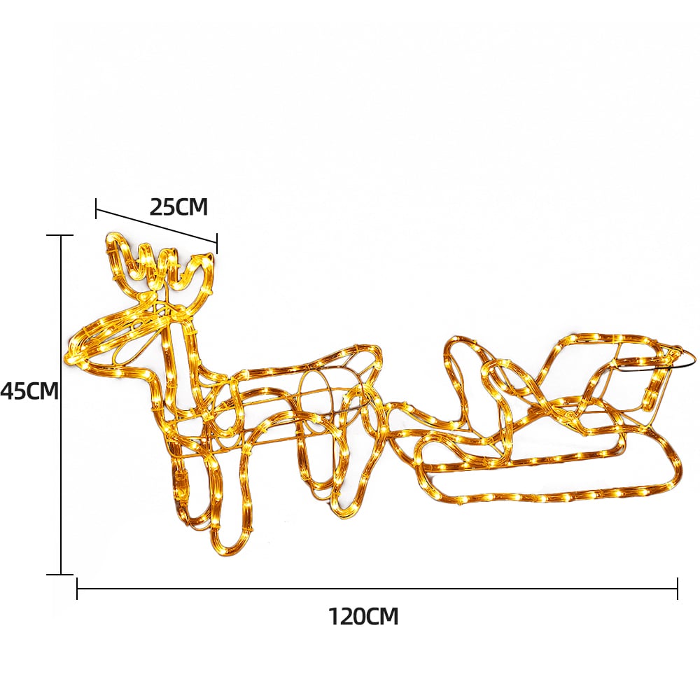 Reindeer and Sleigh with LED Lights - 120 cm