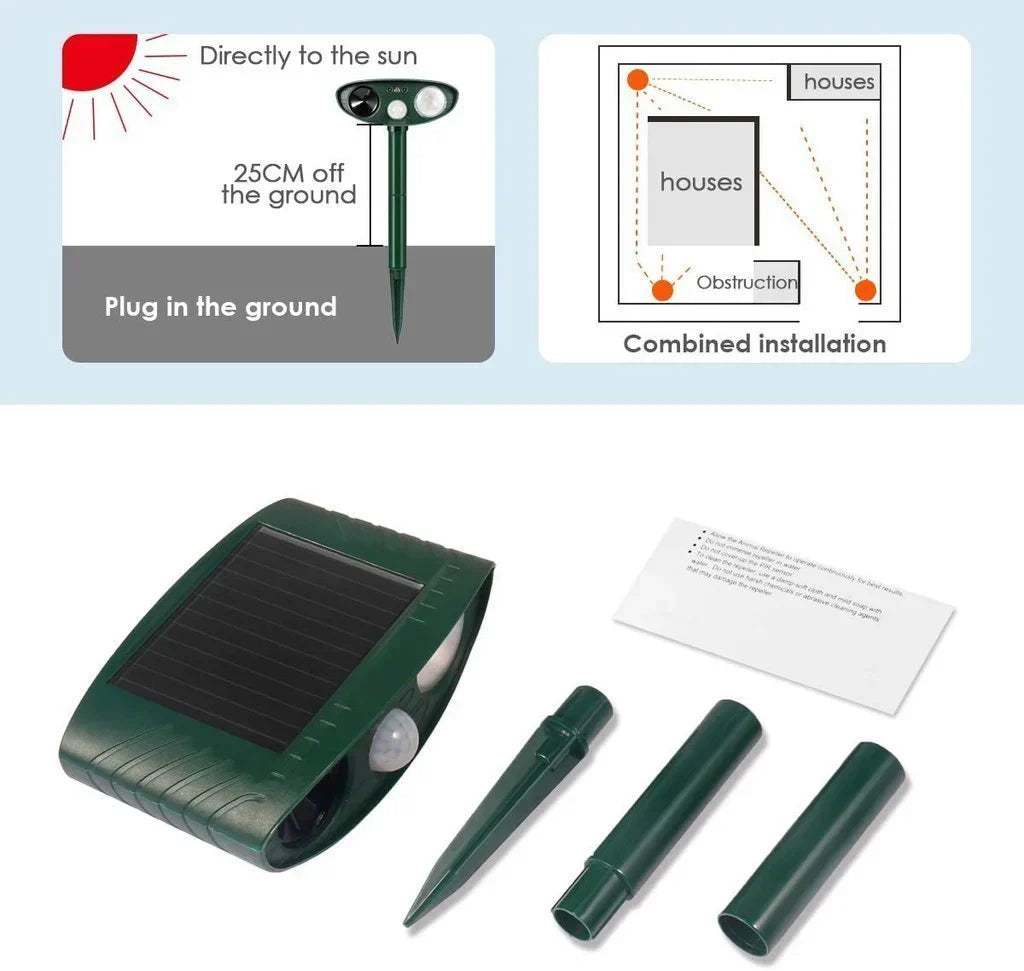 Solar-Powered Ultrasonic Deer Repeller - Pack of 4