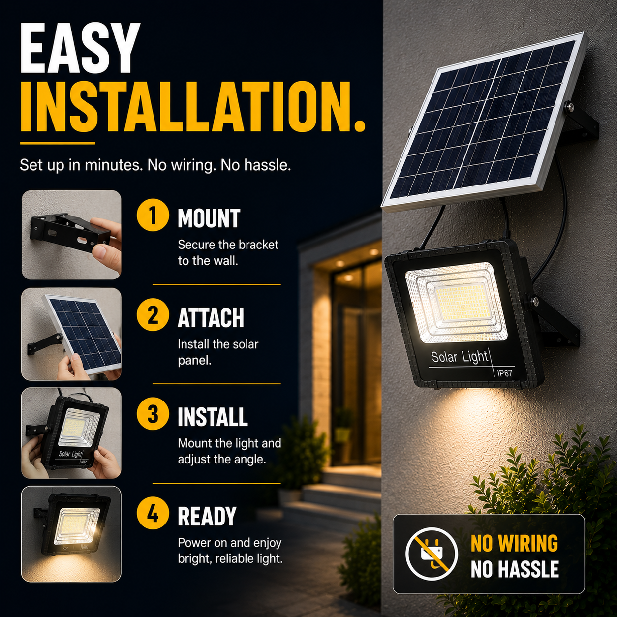 Soluxe Solar-Powered Outdoor Flood Light With Remote