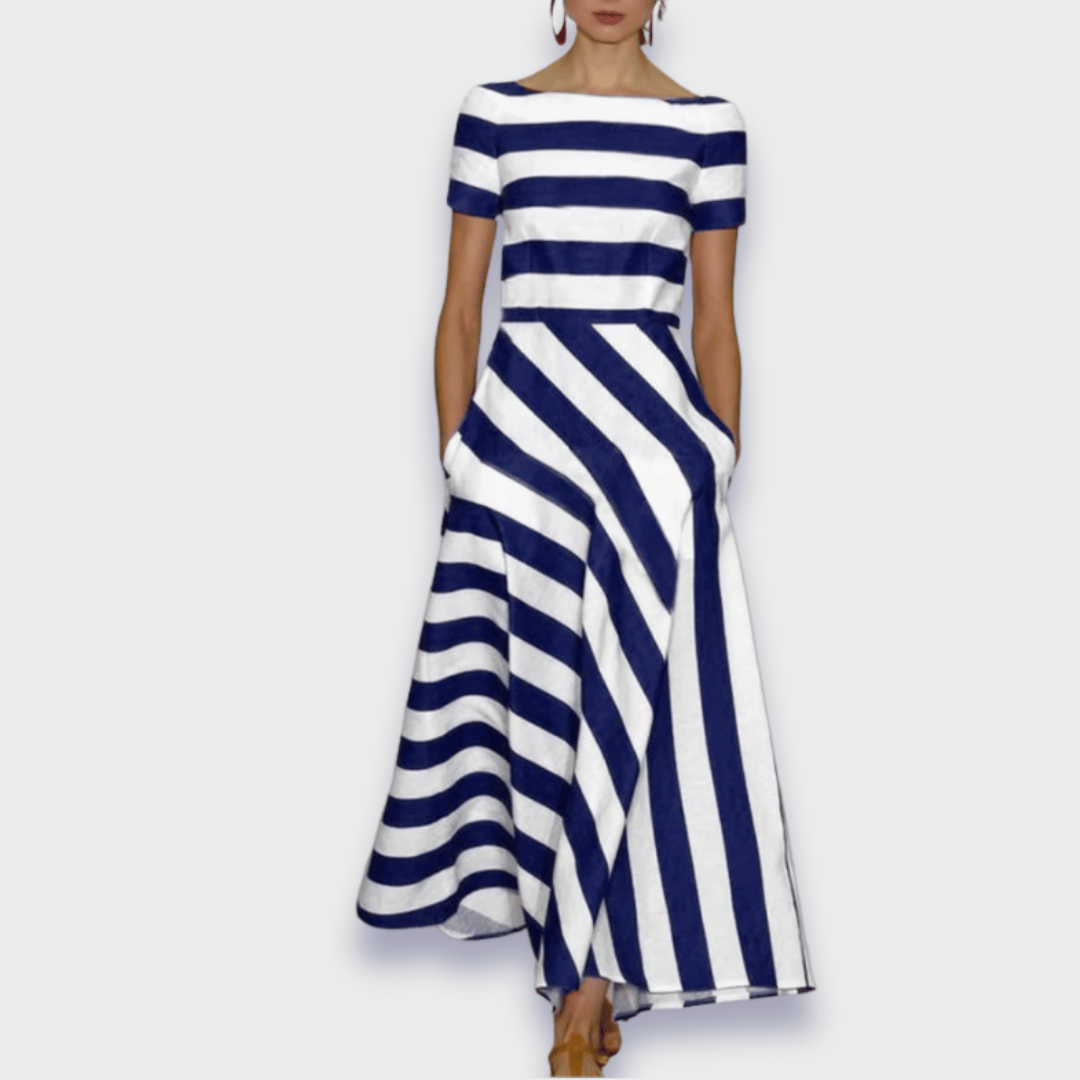 Striped A-Line Midi Dress for Women