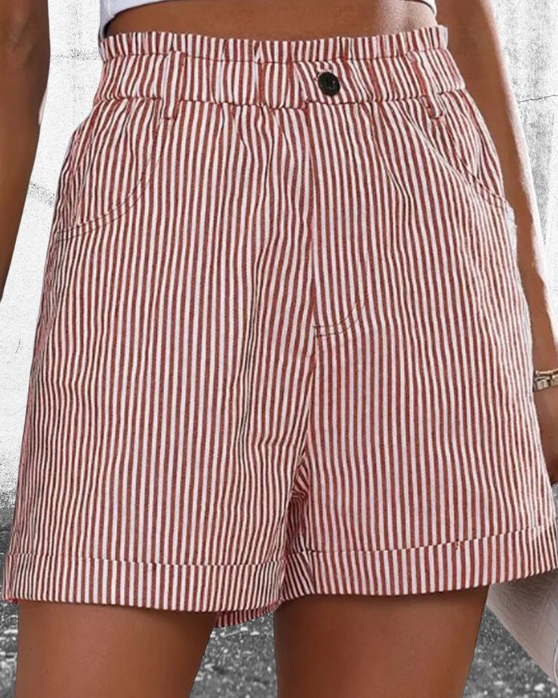 Striped High Waist Shorts