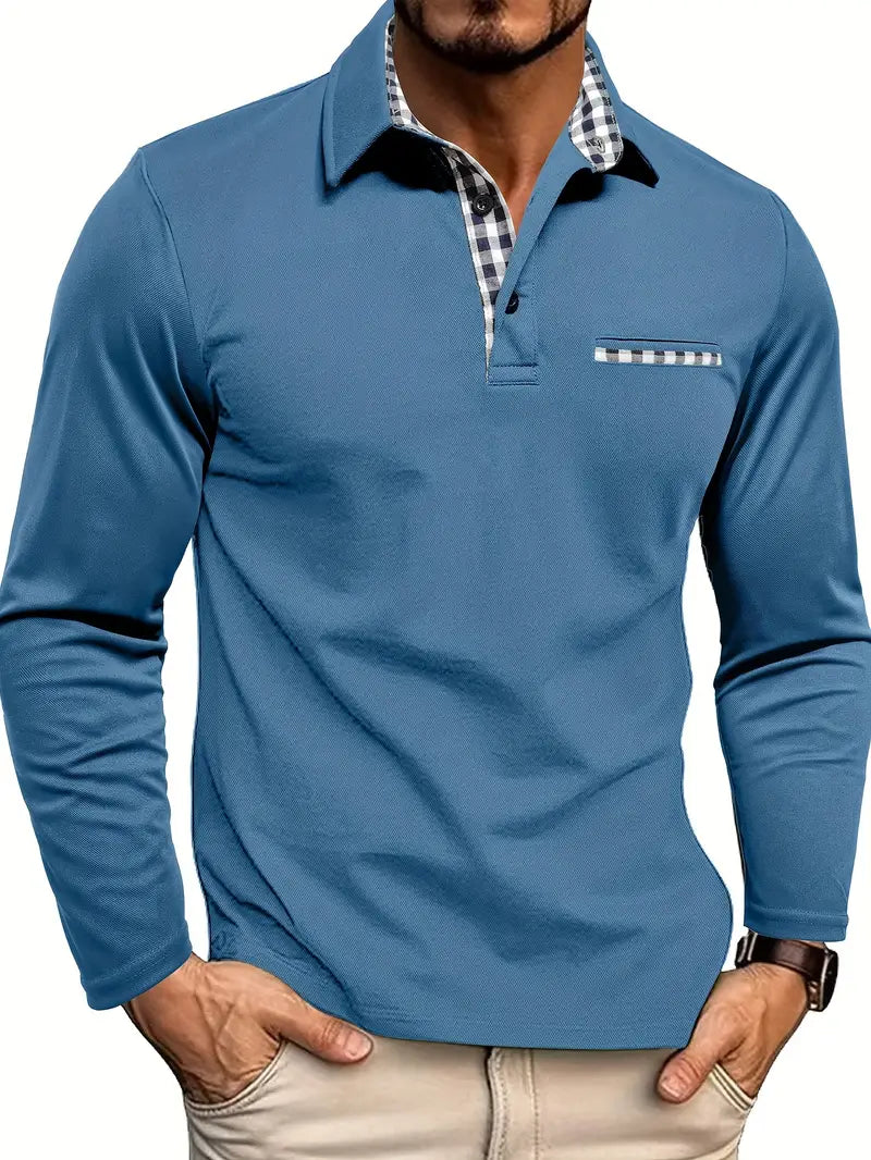 Stylish Men's Long Sleeve Polo - Comfort and Timelessness