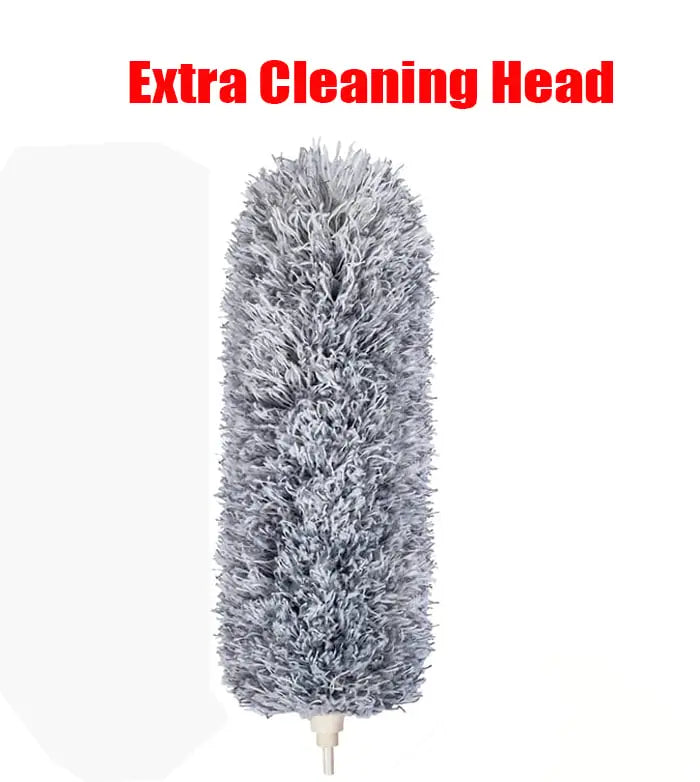 Telescopic dust duster with extra long microfiber head (Free 3 replacement cleaning heads)