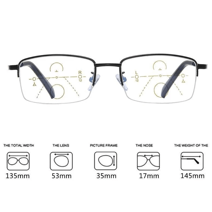 Titanium Progressive Distance and Near Range Dual-Use Reading Glasses