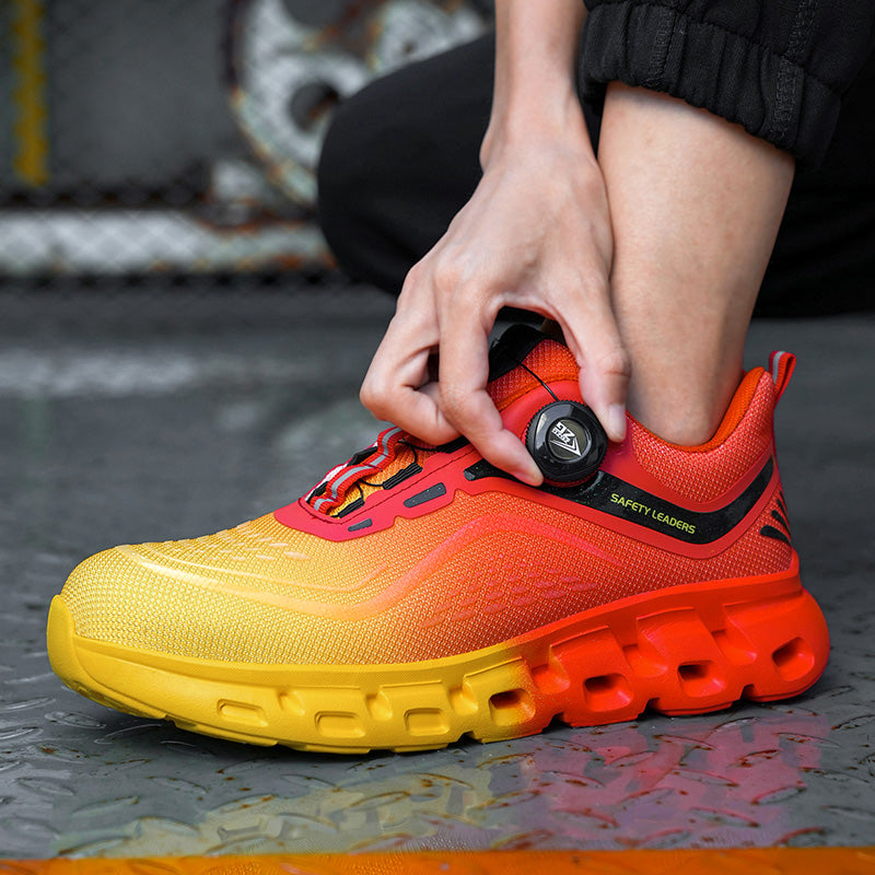 Ultralight, durable safety shoes with steel toe and adjustable buckle