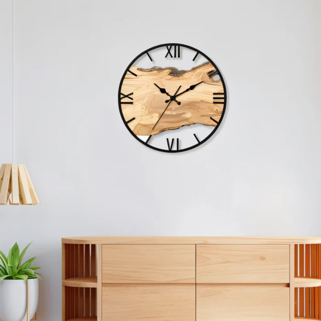 Wall Clock Large Black with Minimalist Design