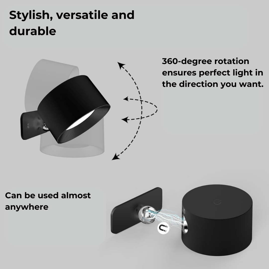 Wireless LED Wall Light with Touch Control & 360° Rotation