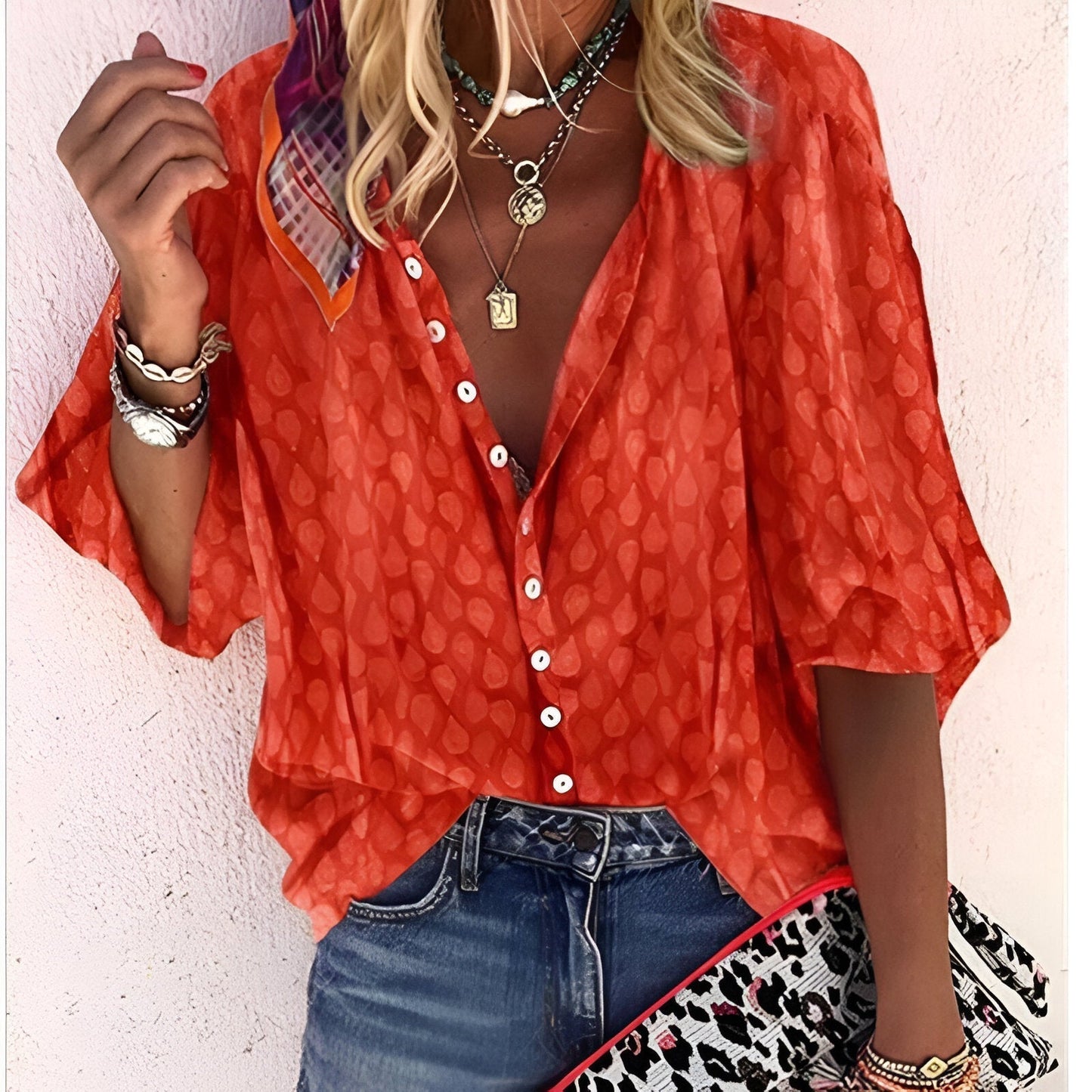 Women Blouse with Button Closure