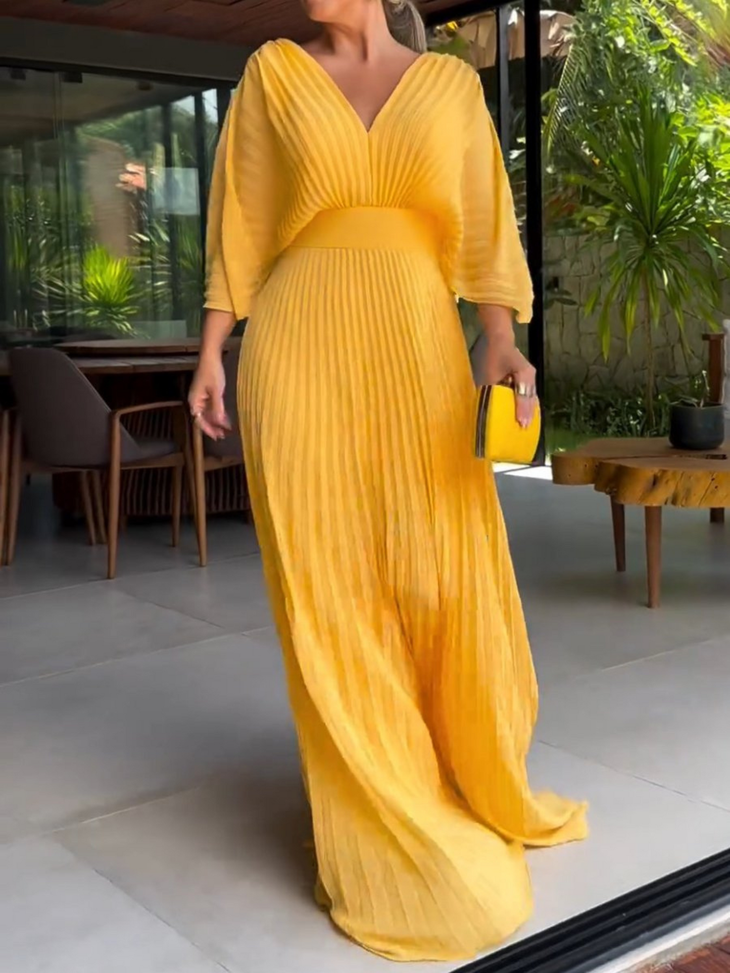 Women Pleated Maxi Dress for Party