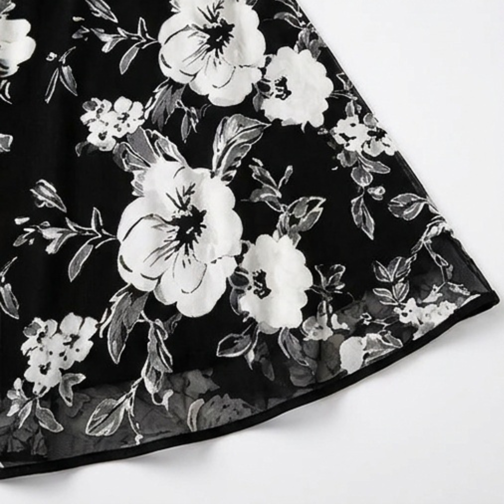 Women's Floral Dress with Sheer Overlay