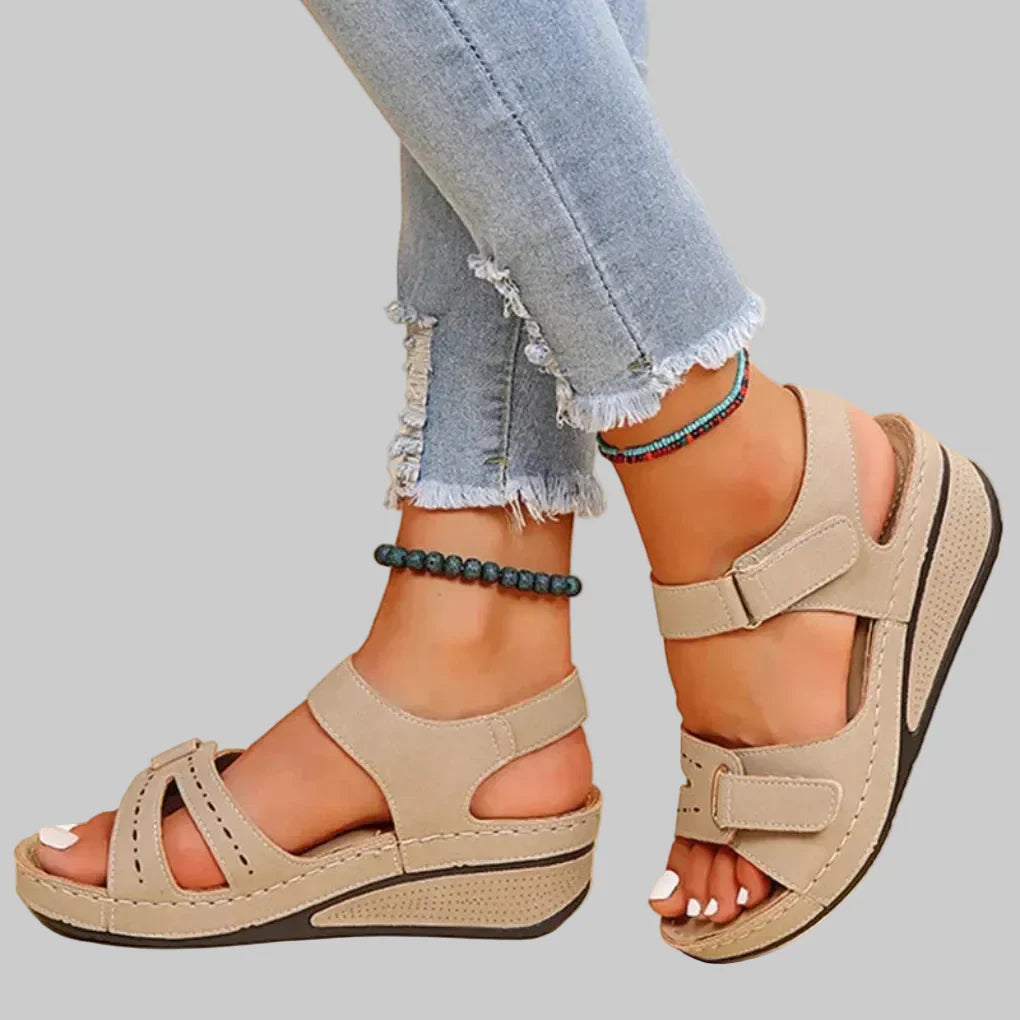 Women's orthopedic wedge sandals with adjustable straps
