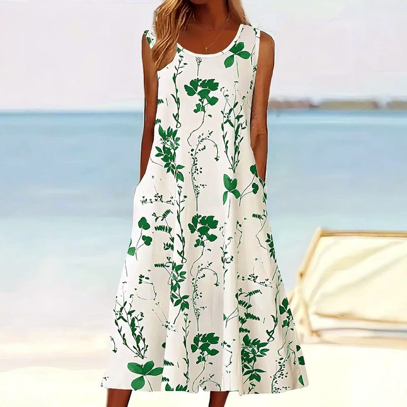 Women Sleeveless A-Line Midi Dress