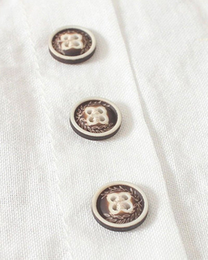 Women Top with Short Sleeves and Elegant Button Details