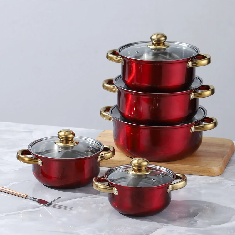 10-Piece Stainless Steel Cookware Set with Glass Lids