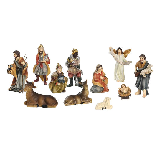 11-Piece Resin Nativity Set, Christmas Manger Scene Figures for Indoor and Outdoor Decor, Catholic Gift